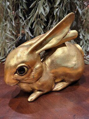 Vintage Freeman McFarlin Gold Leaf Rabbit Easter Bunny MCM Signed Anthony